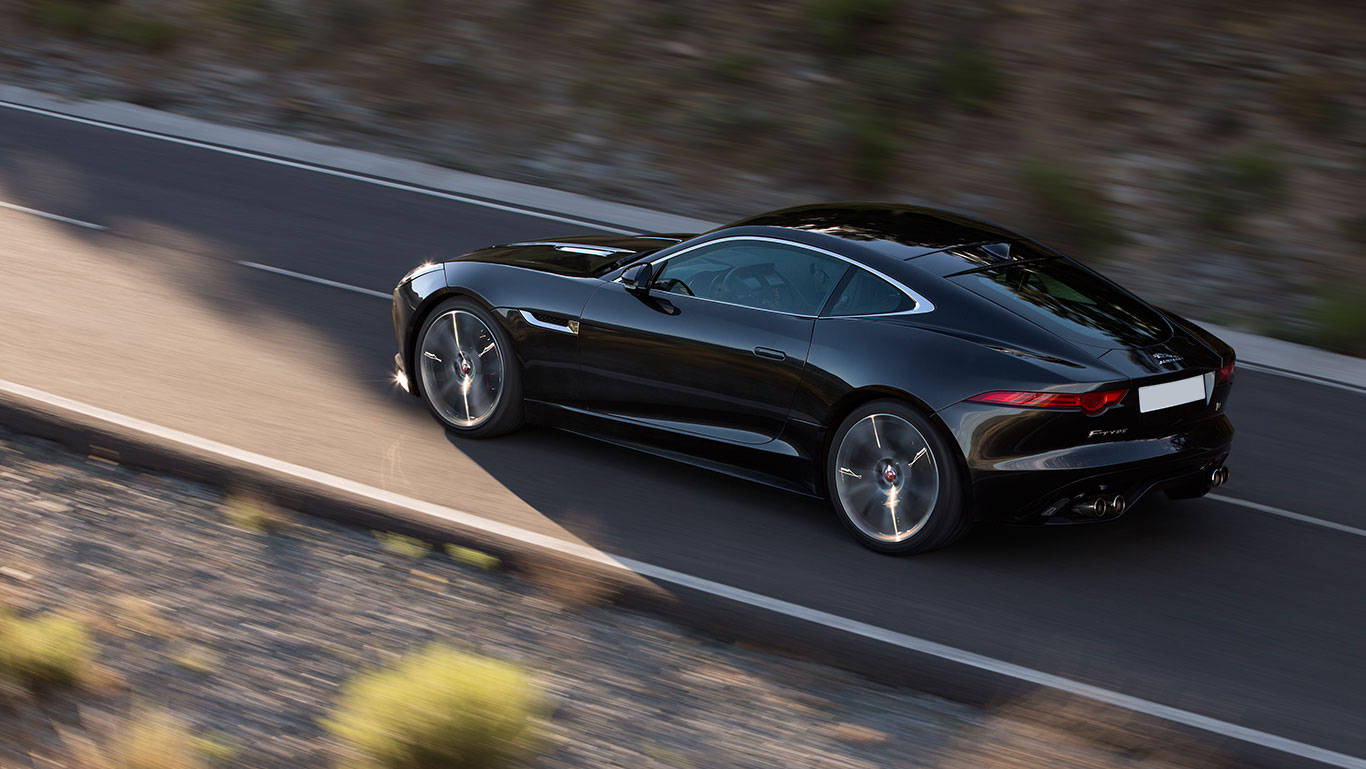 Rear Cross Side View of Jaguar F-Type S Coupe Rear Cross Side View of Jaguar F-Type S Coupe