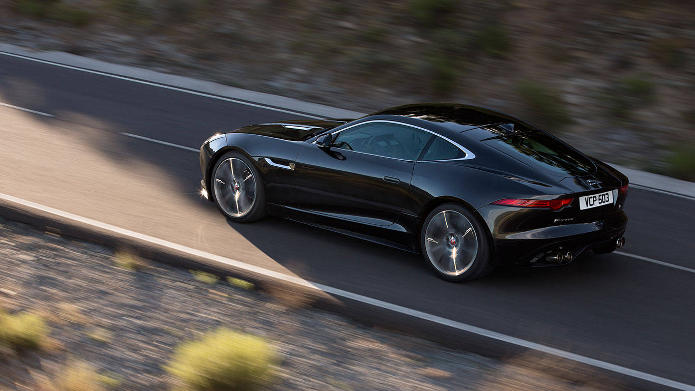 Rear Cross Side View of Jaguar F-Type R Coupe Rear Cross Side View of Jaguar F-Type R Coupe