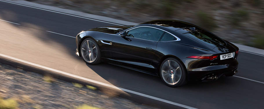 Rear Cross Side View of Jaguar F-Type R AWD Coupe Rear Cross Side View of Jaguar F-Type R AWD Coupe