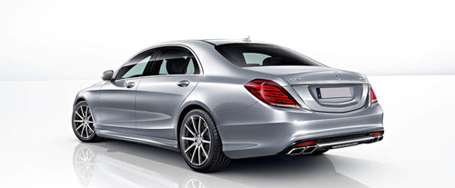 Rear Cross Side View of Mercedes-Benz S Class Sedan