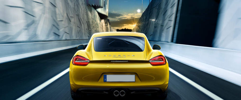 Full Rear View of Porsche Cayman S