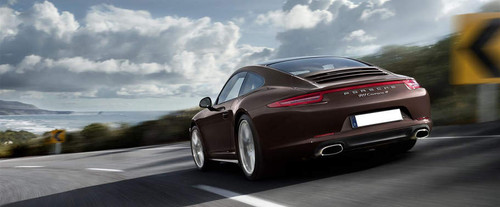 Rear Cross Side View of Porsche 911 Carrera 4