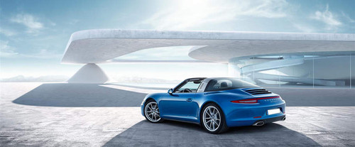 Rear Cross Side View of Porsche 911 Targa 4