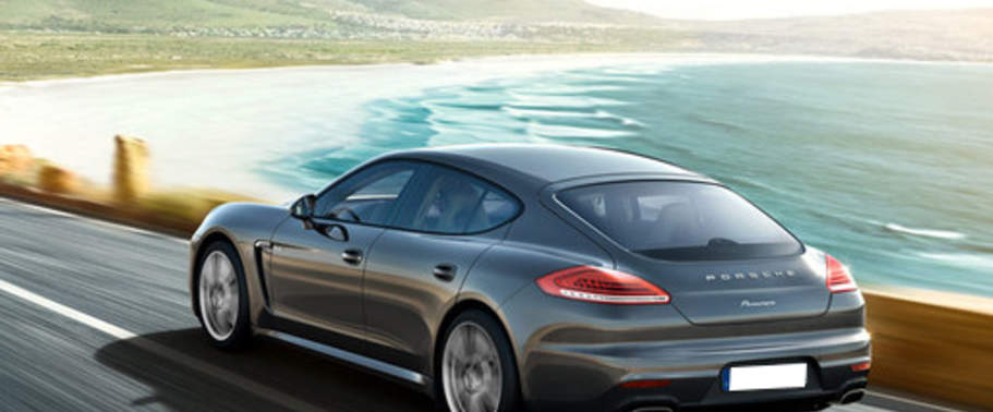 Rear Cross Side View of Porsche Panamera Diesel Rear Cross Side View of Porsche Panamera Diesel