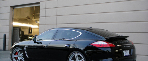 Rear Cross Side View of Porsche Panamera Turbo