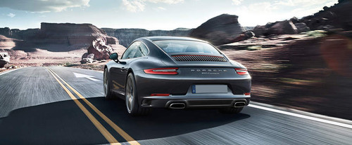 Rear Cross Side View of Porsche 911 Carrera