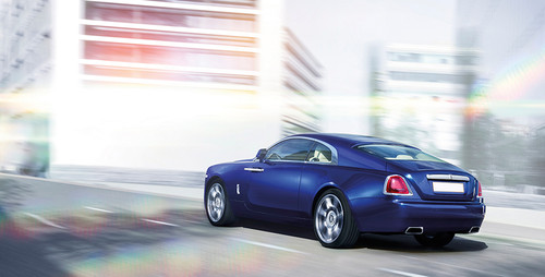 Rear Cross Side View of Rolls Royce Wraith