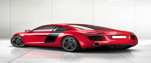 Rear Cross Side View of Audi R8 Coupe