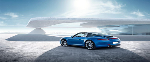 Rear Cross Side View of Porsche 911 Targa 4