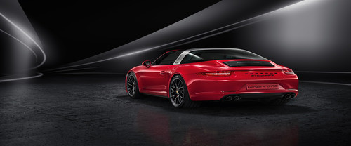 Rear Cross Side View of Porsche 911 Targa 4 GTS