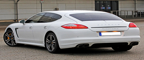 Rear Cross Side View of Porsche Panamera Turbo S