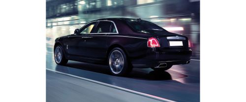 Rear Cross Side View of Rolls Royce Ghost V Extended Wheel Base